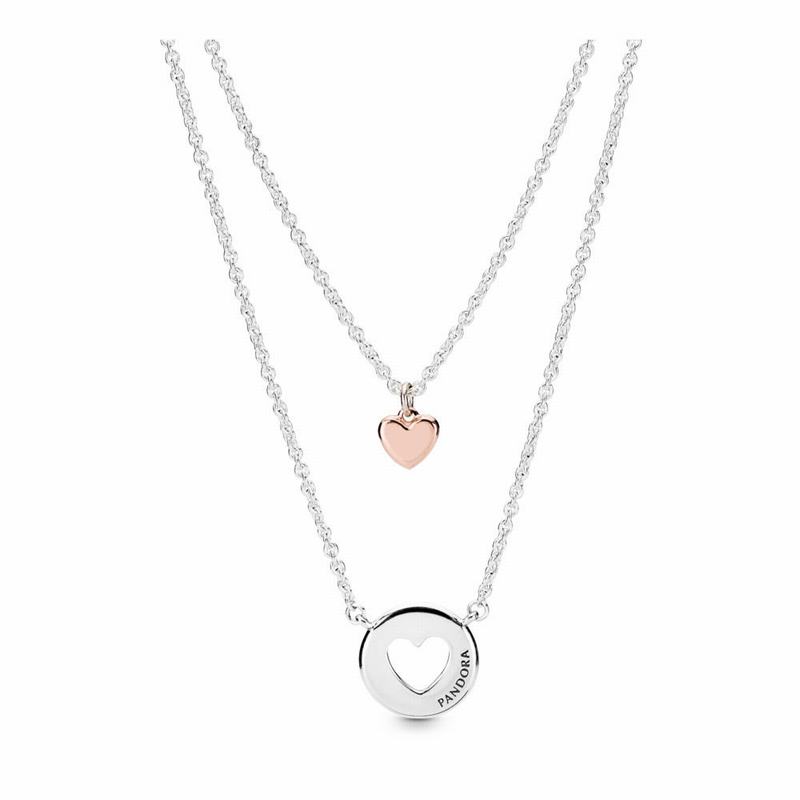 Pandora Australia Layered Heart Necklace - Pandora Rose™ | MJLZCI395